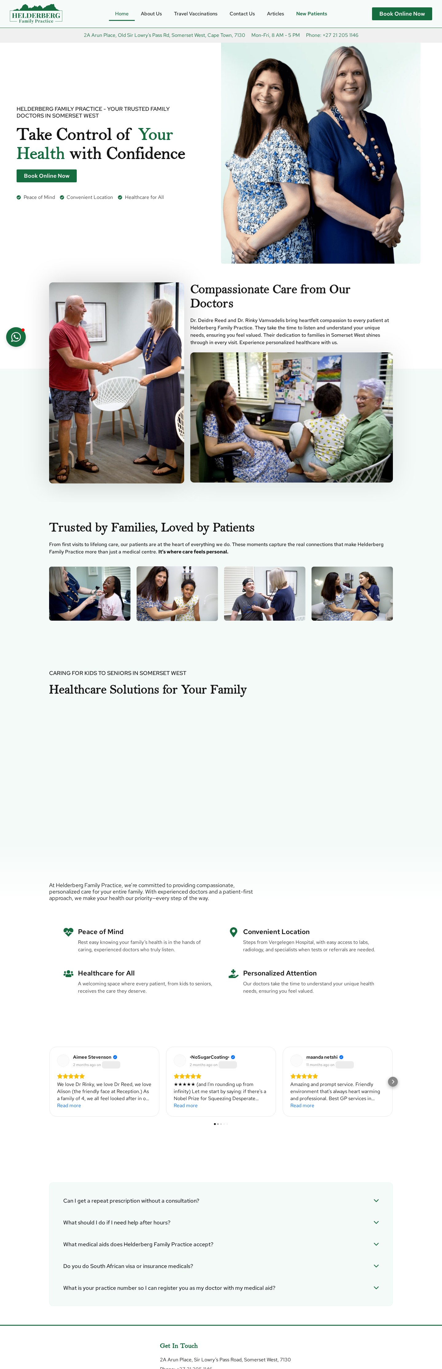 Helderberg Family Practice website homepage