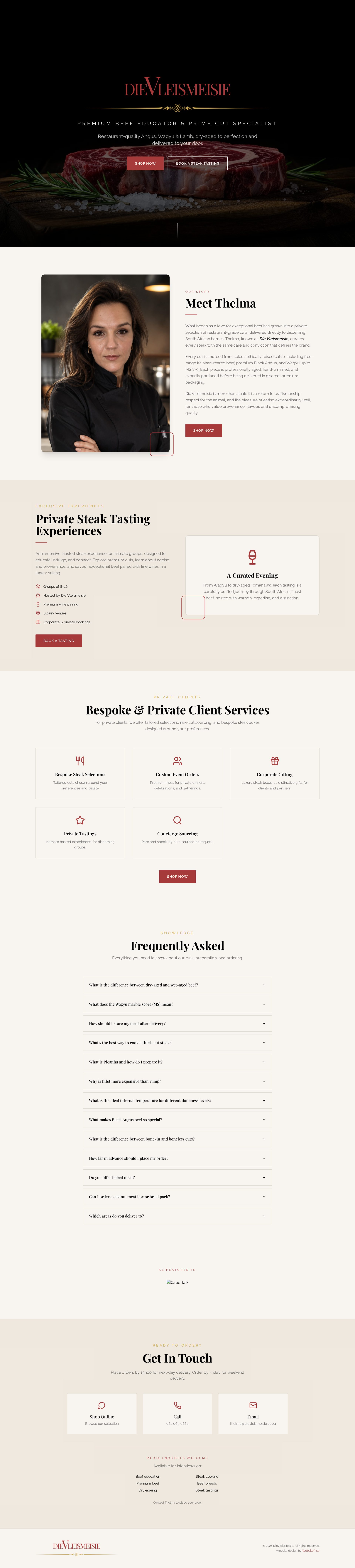 Die Vleismeisie website homepage